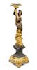 A French Gilt and Patinated Bronze Figural Candlestick Height 20 1/4 inches.
