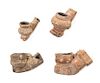 * Four Akan Terra Cotta Pipe Fragments Length of longest 3 1/4 inches.