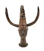 * An Ekoi Head with Horns Height 15 1/2 inches.