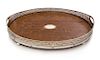 A Victorian Oak, Silver-Plate and Silver Serving Tray, Fenton Brothers, Sheffield, 1883, of handled oval form, together with 