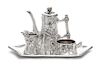 * A German Silver Three-Piece Tea Service, Gebruder Deyhle, Schwabisch Gmund, 20th Century, comprising a teapot, creamer and 