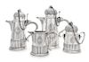 * An Italian Silver Four-Piece Tea and Coffee Service, Luigi Genazzi, Milan, Mid-20th Century, comprising a teapot, coffee po