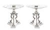 * A Pair of American Glass Mounted Silver Tazze, Tiffany & Co., New York, NY, Circa 1860, the glass tops secured by a silver 