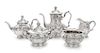 An American Silver Five-Piece Tea and Coffee Service, Gorham Mfg. Co., Providence, RI, comprising a coffee pot, teapot, cover