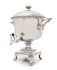 A Silver-Plate Coffee Urn, , the domed cover with a reeded band above the baluster form body having a gadroon rim and acanthu