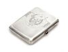 * A Soviet-Era Russian Silver Cigarette Case, Maker's Mark Obscured, Moscow, Mid-20th Century, the lid engraved to show symbo