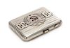 * A Soviet-Era Latvian Silver Cigarette Case, Maker's Mark Cyrillic MYu4, Riga, Mid-20th Century, the banded case with applie