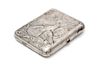 * A Soviet-Era Russian Silver Cigarette Case, Maker's Mark MIP9, Moscow, 20th Century, the repousse lid worked to show a cape