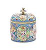 * A Russian Enameled Silver Tea Caddy, Mark Likely of Gustav Klingert, Moscow, Late 19th/Early 20th Century, the lobed lid an