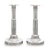* A Pair of Russian Silver Candlesticks, Maker's Mark Obscured, 1835, each raised on a circular base bearing a monogram and c