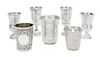 * A Group of Seven Russian Silver Drinking Articles, Various Makers, Late 19th/Early 20th Century, comprising four cordials a