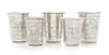 A Group of Five Russian Silver Beakers, Various Makers, 19th Century, each having a flared rim, the body worked to show build