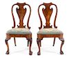 * A Pair of Queen Anne Walnut Side Chairs Height 39 1/2 inches.