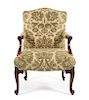 A George II Mahogany Library Armchair Height 37 inches.