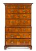 A George II Walnut Chest on Chest Height 67 x width 39 3/4 x depth 19 1/2 inches.