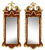 A Pair of Monumental George III Parcel Gilt Mahogany Mirrors Height 72 x width 30 inches.