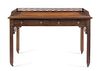 A Chinese Chippendale Style Mahogany Writing Desk Height 31 3/4 x width 48 x depth 20 3/4 inches.
