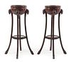 A Pair of Georgian Style Mahogany Jardinieres on Stand Height 43 1/2 inches.