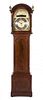 A Regency Gilt Metal Mounted Mahogany Pipe Organ Case Clock Height 90 1/2 x width 21 x depth 12 1/2 inches.