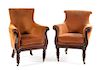 A Pair of George IV Library Chairs Height 38 inches.