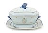 A Chinese Export Covered Soup Tureen and Underplate Width 14 1/2 inches.