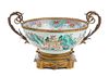 A Gilt Bronze Mounted Chinese Export Porcelain Center Bowl Width 22 inches.