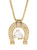 A Yellow Gold and Horse Head Cut Diamond Horseshoe Motif Necklace, 8.20 dwts.