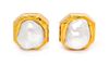* A Pair of 18 Karat Yellow Gold and Cultured Pearl Earrings, Dunay, 15.10 dwts.