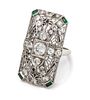 An Art Deco Platinum, Diamond, and Simulated Emerald Ring, 6.30 dwts.