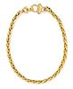 * An 18 Karat Yellow Gold and Sapphire Wheat Link Chain Necklace, 60.40 dwts.