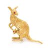 An 18 Karat Yellow Gold, Diamond and Ruby Kangaroo Motif Brooch, 11.30 dwts