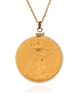 A US $20 St. Gaudens Gold Coin Pendant and 18 Karat Gold Chain, 25.60 dwts.
