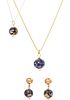 * A Collection of Yellow Gold and Multigem Globe Motif Jewelry, 7.35 dwts.