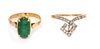* A Collection of Vintage Rose Gold and Gemstone Rings, 3.80 dwts.