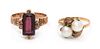 * A Collection of Antique 14 Karat Gold and Multigem Rings, 4.20 dwts