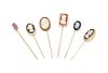A Collection of Stone and Shell Cameo Stickpins, 12.60 dwts.