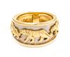 An 18 Karat Bicolor Gold Panther Motif Ring, 9.65 dwts.