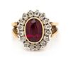 A Silver Topped Yellow Gold, Rubellite Tourmaline and Diamond Ring, 7.30 dwts.