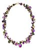 A Yellow Gold, Amethyst, Green Tourmaline and Smoky Quartz Bead Necklace, 28.20 dwts.