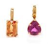 * A Collection of Yellow Gold, Pink Tourmaline and Topaz Enhancer/Pendants, 6.30 dwts.