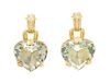 * A Pair Yellow Gold, Prasiolite and Diamond Pendant Earclips, 10.55 dwts.