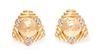 A Pair of 14 Karat Yellow Gold and Diamond Earrings, 13.95 dwts.