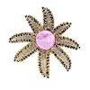 A Bicolor Gold, Amethyst, Diamond and Sapphire Starfish Brooch, 18.10 dwts.