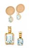 * A Collection of Yellow Gold and Aquamarine Jewelry, 18.90 dwts.