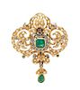 A Bicolor Gold, Emerald and Diamond Pendant/Brooch, 10.75 dwts.