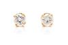 * A Pair of 14 Karat Yellow Gold and Diamond Stud Earrings, 0.70 dwts.