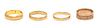 * A Collection of Yellow Gold Bands, 5.80 dwts.