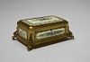 Fine 19th C. French bronze and enamel decorated porcelain hinged dresser box