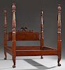 American Federal Revival Carved Mahogany Four Poster Bed, late 19th c., the pineapple and leaf carved posts terminating in ca