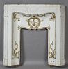 French Cast Iron Fireplace Front, 19th c., with repousse floral and wreath decoration, H.- 40 in., W.- 28 in., D.- 4 in., Ope